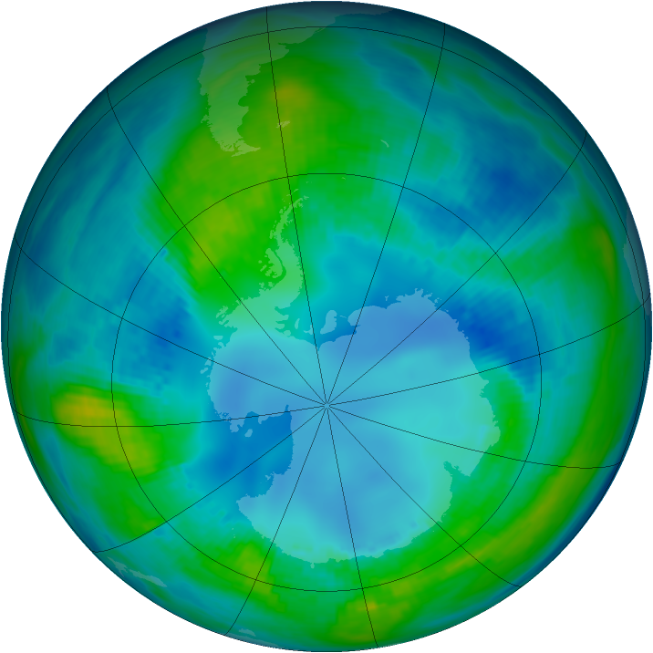 Antarctic ozone map for 01 May 1992
